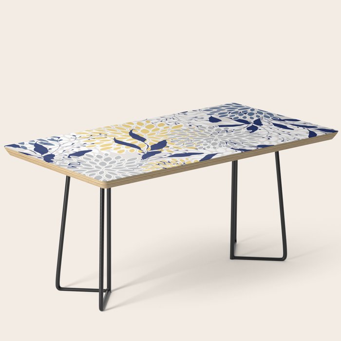 Floral Leaves and Blooms, Navy, Yellow, Gray Coffee Table Gallery Image 1