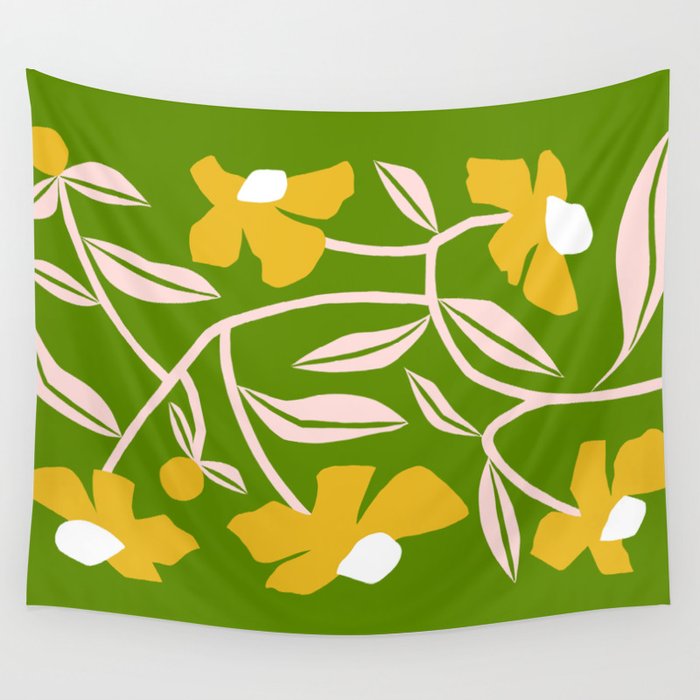 Yellow Flower Vine Wall Tapestry Gallery Image 1