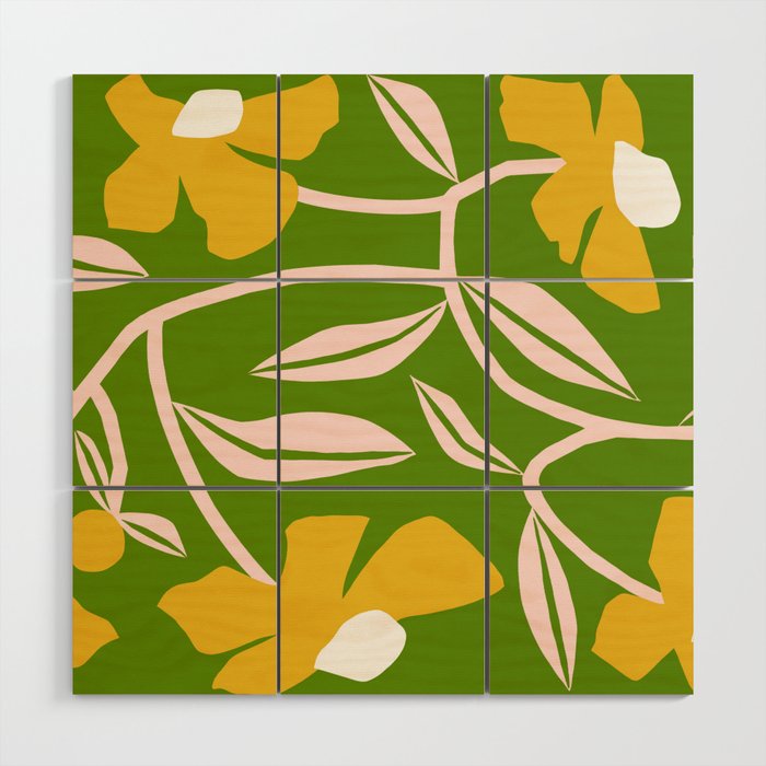 Yellow Flower Vine Wood Wall Art Gallery Image 1