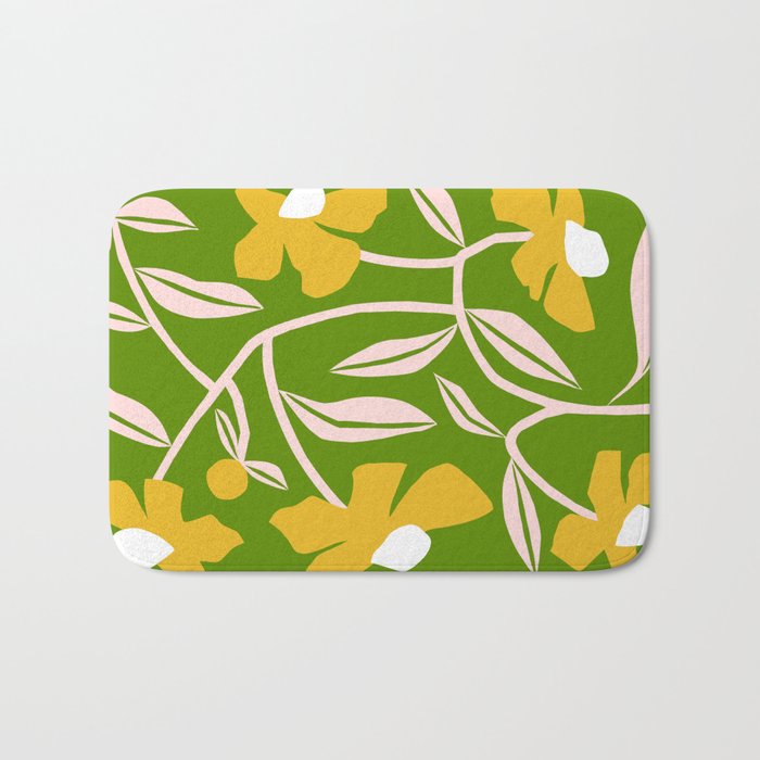 Yellow Flower Vine Bath Mat Gallery Image 1