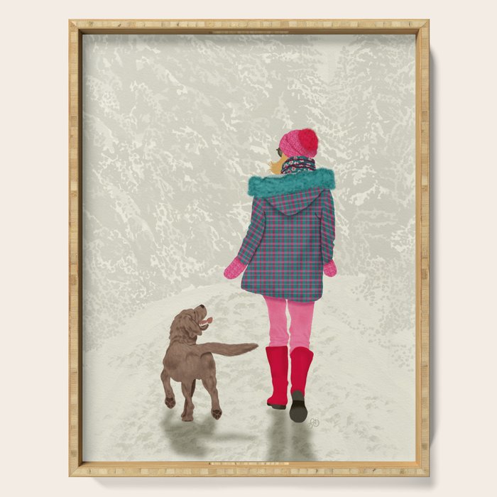 A Girl Her Dog and the Snow Serving Tray Gallery Image 1