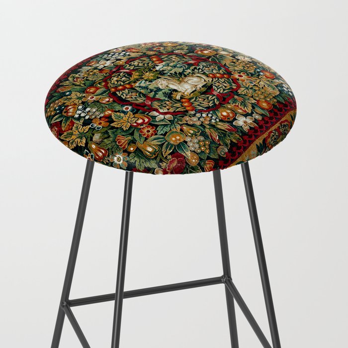 Medieval Unicorn Midnight Floral Garden Stool Gallery Image 2