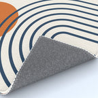 Mid Century Modern Geometric 199 in Navy Blue Orange Rug Gallery Image 4