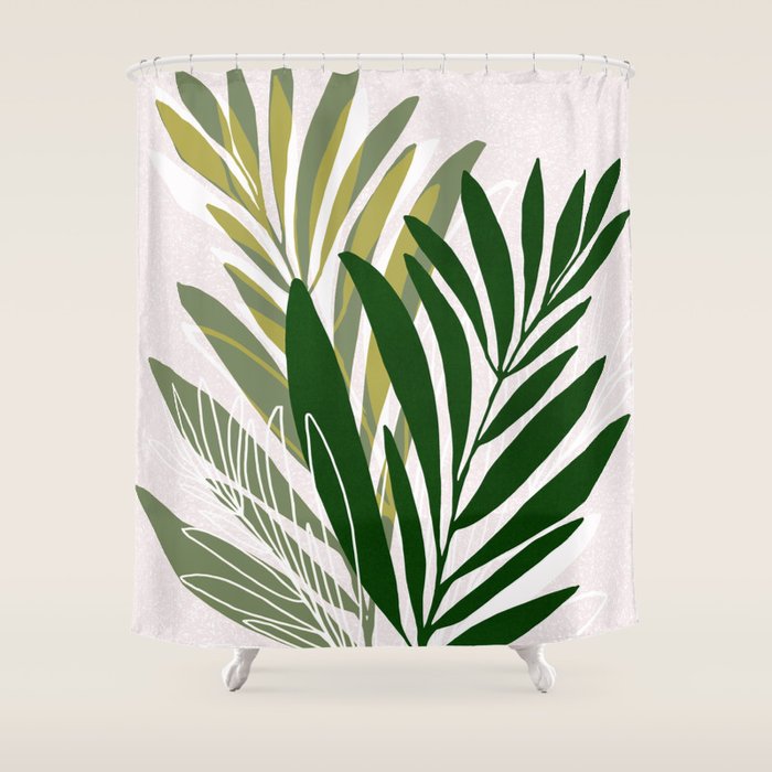 Olive Branches Contemporary Botanical Art Shower Curtain Gallery Image 1