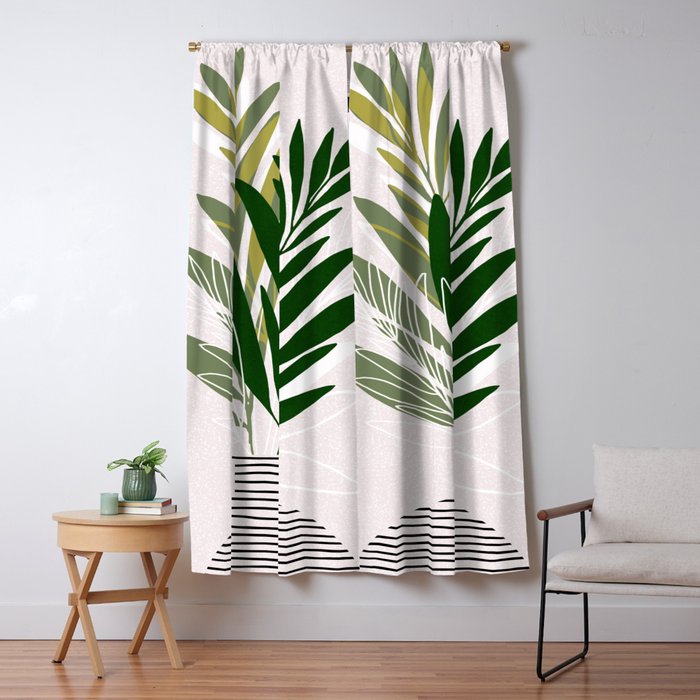 Olive Branches Contemporary Botanical Art Window Curtain Gallery Image 5