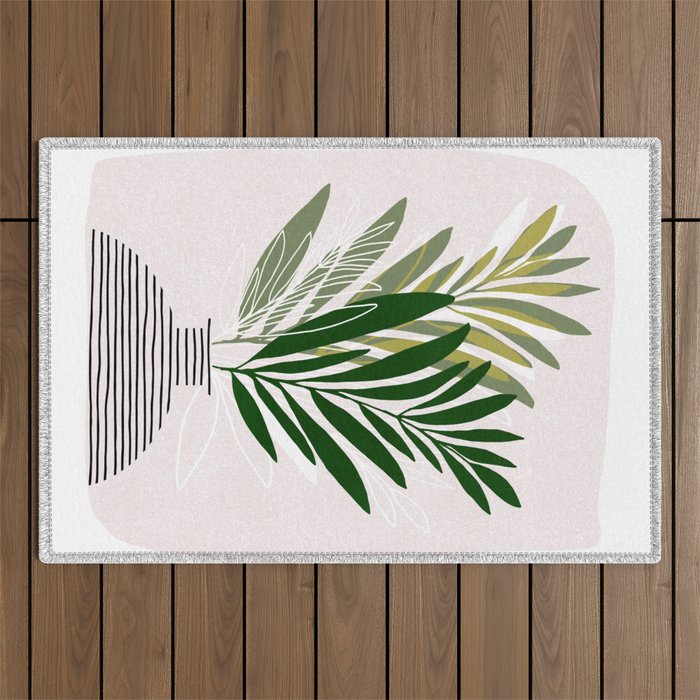 Olive Branches Contemporary Botanical Art Outdoor Rug Gallery Image 1