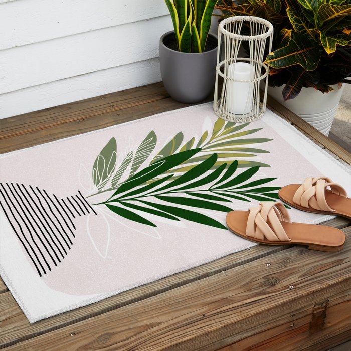 Olive Branches Contemporary Botanical Art Outdoor Rug Gallery Image 2