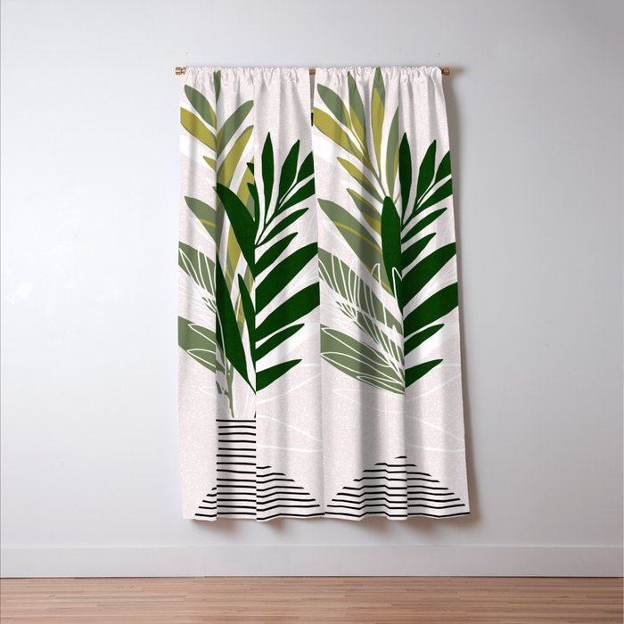 Olive Branches Contemporary Botanical Art Window Curtain Gallery Image 3