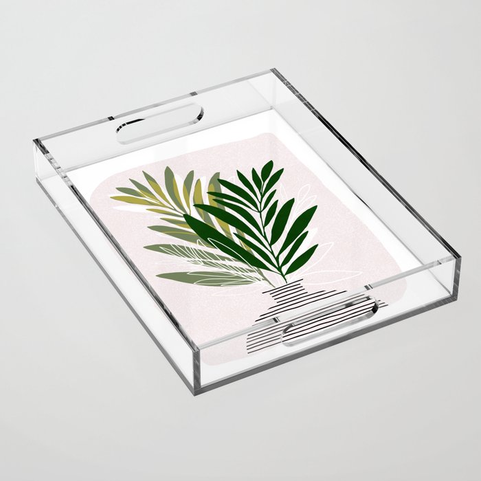 Olive Branches Contemporary Botanical Art Acrylic Tray Gallery Image 1