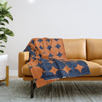 Abstraction Shapes 30 in vintage Orange and Navy Blue Throw Blanket Gallery Image 1