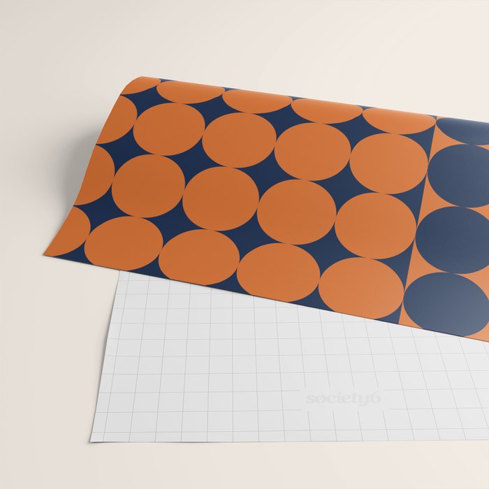 Abstraction Shapes 30 in vintage Orange and Navy Blue Wrapping Paper Gallery Image 2