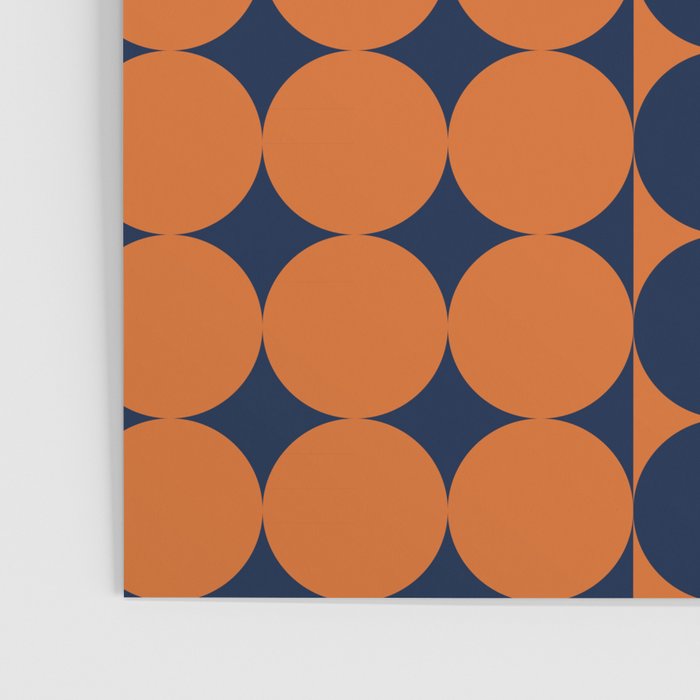 Abstraction Shapes 30 in vintage Orange and Navy Blue Poster Gallery Image 3