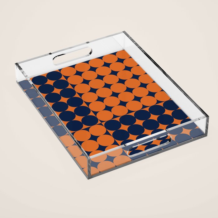 Abstraction Shapes 30 in vintage Orange and Navy Blue Acrylic Tray Gallery Image 1
