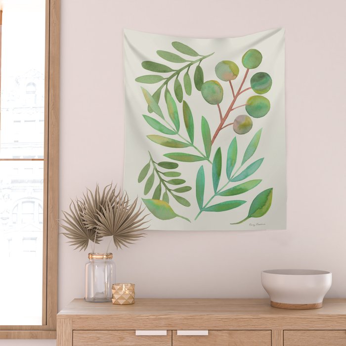 Watercolor Leaves II Wall Tapestry Gallery Image 2