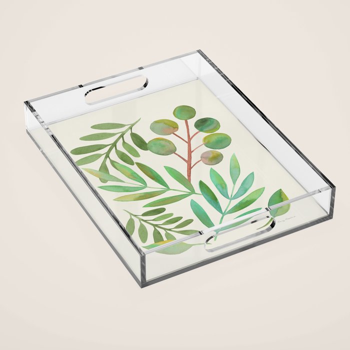 Watercolor Leaves II Acrylic Tray Gallery Image 1