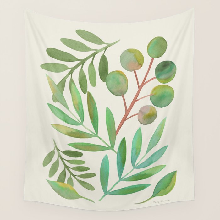 Watercolor Leaves II Wall Tapestry Gallery Image 4