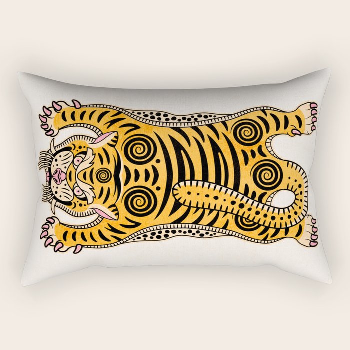 King Of The Jungle 01: Golden Tiger Edition Rectangular Pillow Gallery Image 2