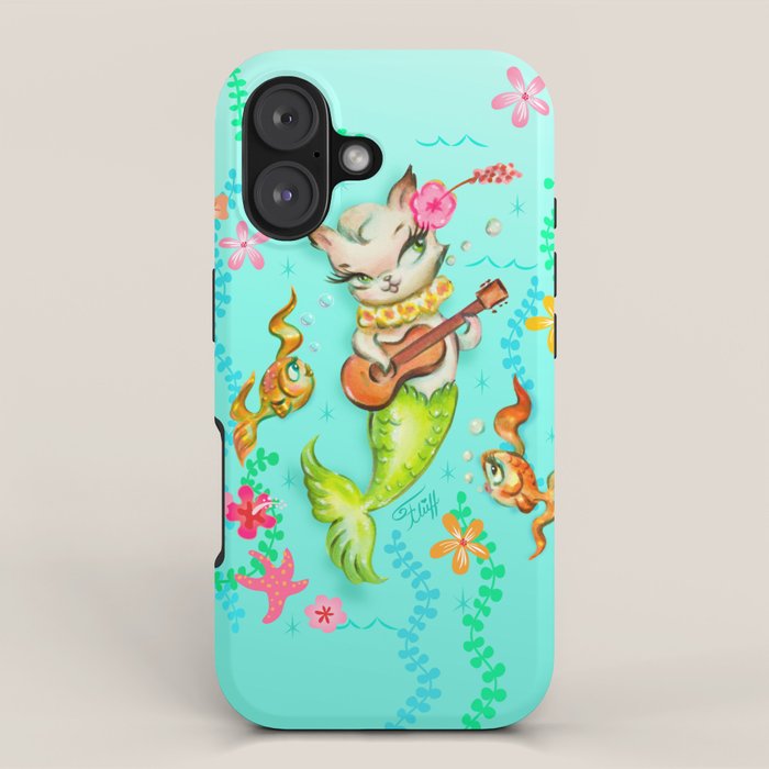 Mermaid Cat with Ukulele iPhone Case Gallery Image 1