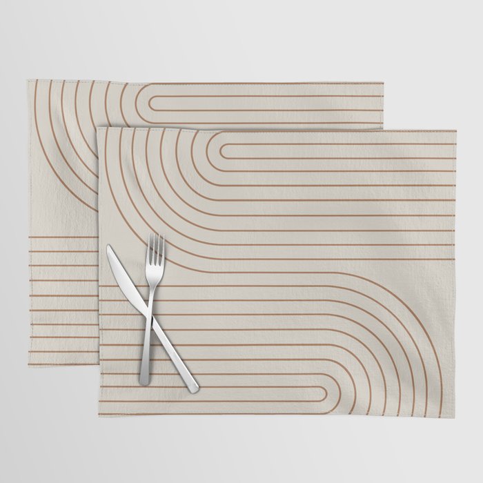 Minimal Line Curvature VI Earthy Natural Mid Century Modern Arch Abstract Placemat Gallery Image 1