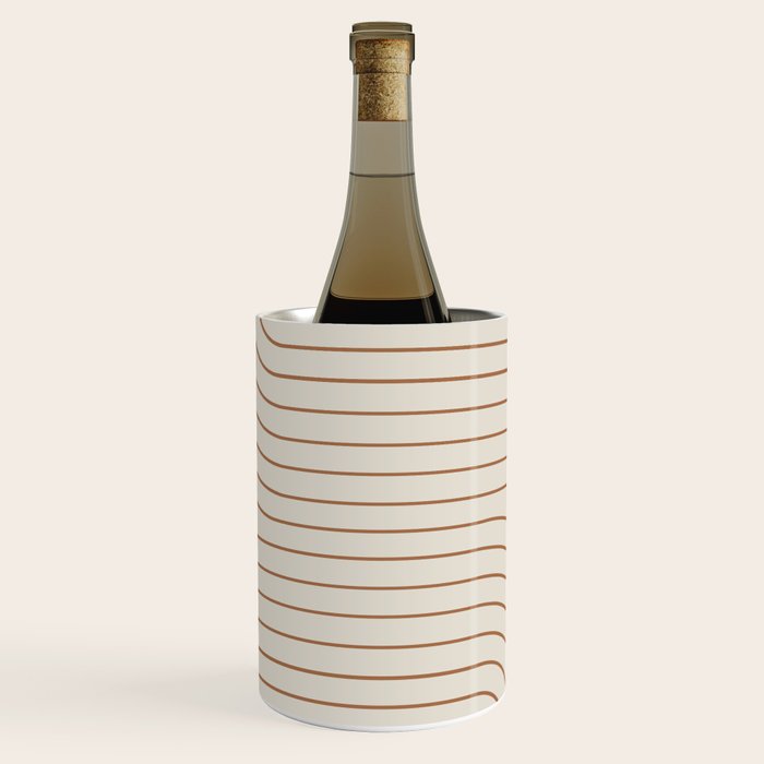 Minimal Line Curvature VI Earthy Natural Mid Century Modern Arch Abstract Wine Chiller Gallery Image 1