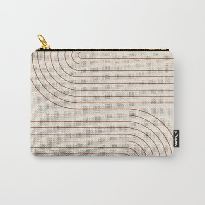 Minimal Line Curvature VI Earthy Natural Mid Century Modern Arch Abstract Carry All Pouch Gallery Image 1