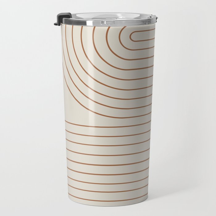 Minimal Line Curvature VI Earthy Natural Mid Century Modern Arch Abstract Travel Mug Gallery Image 3