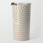 Minimal Line Curvature VI Earthy Natural Mid Century Modern Arch Abstract Travel Mug Gallery Image 3