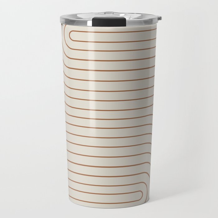 Minimal Line Curvature VI Earthy Natural Mid Century Modern Arch Abstract Travel Mug Gallery Image 1