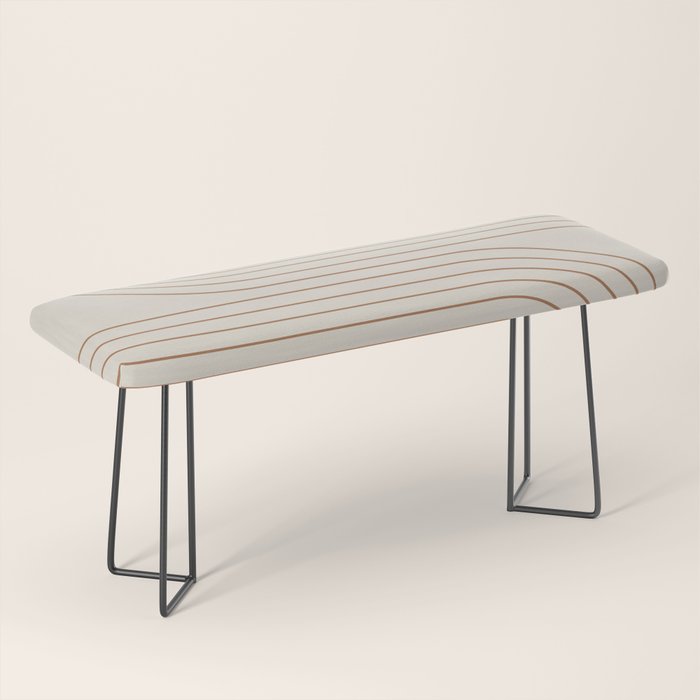 Minimal Line Curvature VI Earthy Natural Mid Century Modern Arch Abstract Bench Gallery Image 1