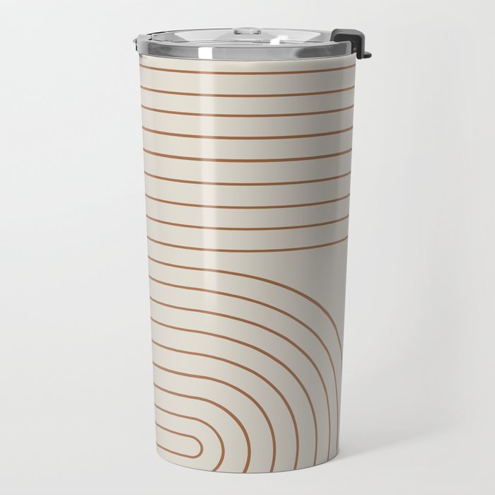 Minimal Line Curvature VI Earthy Natural Mid Century Modern Arch Abstract Travel Mug Gallery Image 2