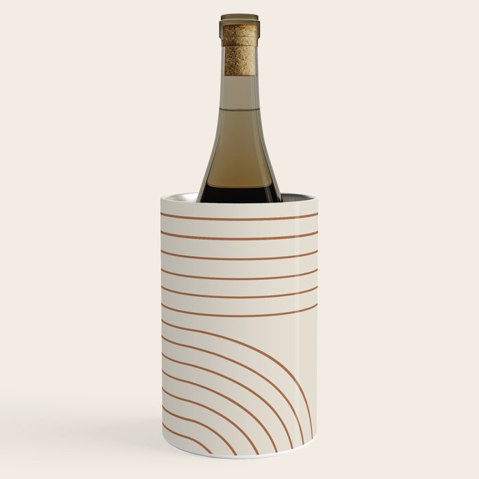 Minimal Line Curvature VI Earthy Natural Mid Century Modern Arch Abstract Wine Chiller Gallery Image 3