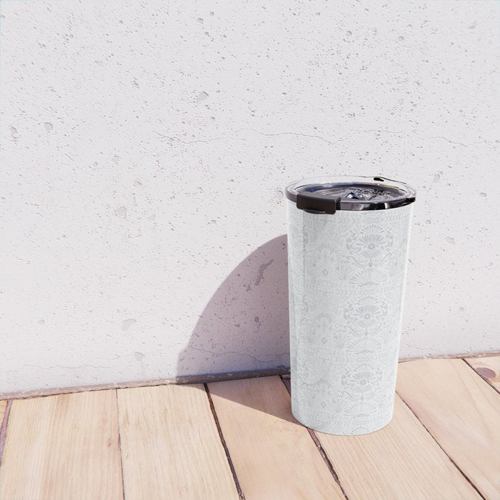 Boho Watercolor Geometric Pattern - Blue Travel Mug Gallery Image 4