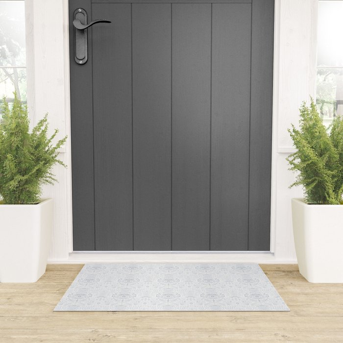 Boho Watercolor Geometric Pattern - Blue Welcome Mat Gallery Image 3