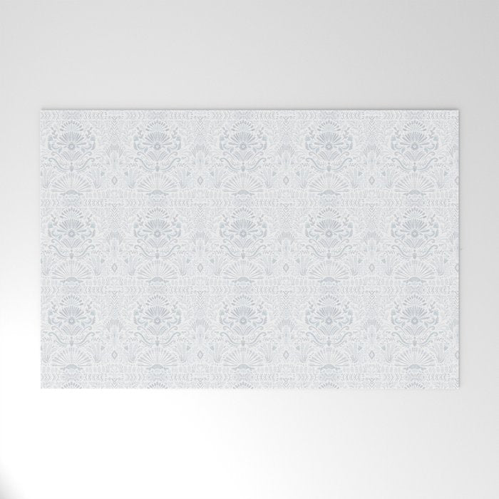 Boho Watercolor Geometric Pattern - Blue Welcome Mat Gallery Image 1