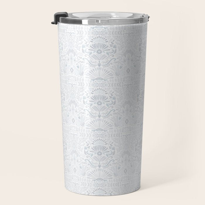 Boho Watercolor Geometric Pattern - Blue Travel Mug Gallery Image 3