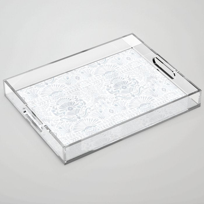 Boho Watercolor Geometric Pattern - Blue Acrylic Tray Gallery Image 1