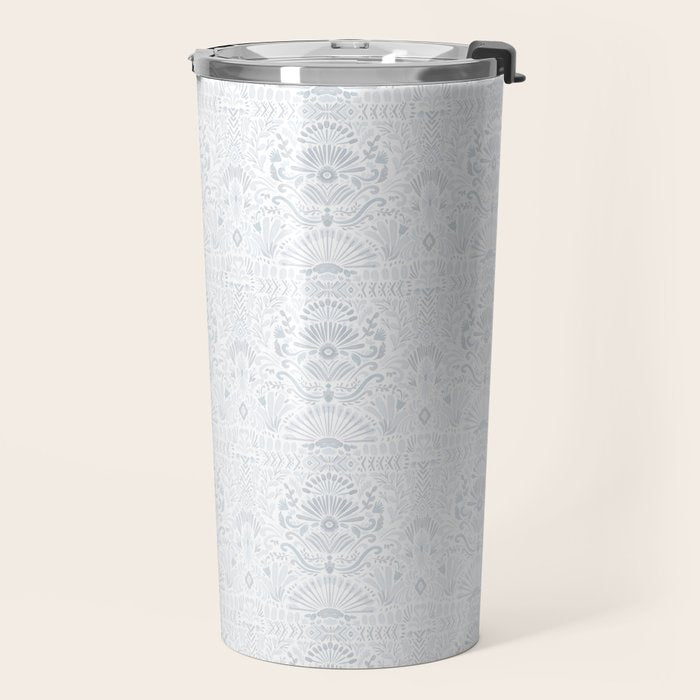 Boho Watercolor Geometric Pattern - Blue Travel Mug Gallery Image 2