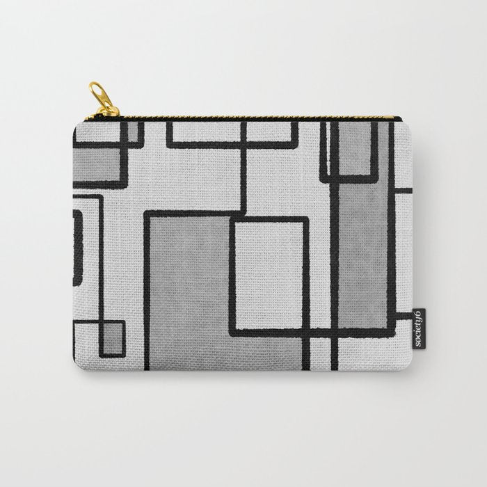 Piet Composition - Mid-Century Modern Minimalist Geometric Abstract in Gray Carry All Pouch Gallery Image 1