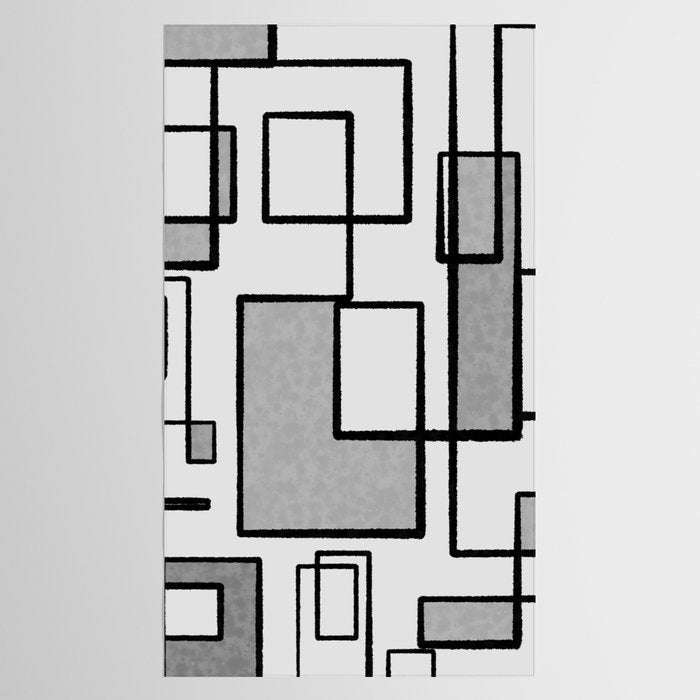 Piet Composition - Mid-Century Modern Minimalist Geometric Abstract in Gray Tablecloth Gallery Image 2