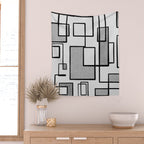 Piet Composition - Mid-Century Modern Minimalist Geometric Abstract in Gray Wall Tapestry Gallery Image 2