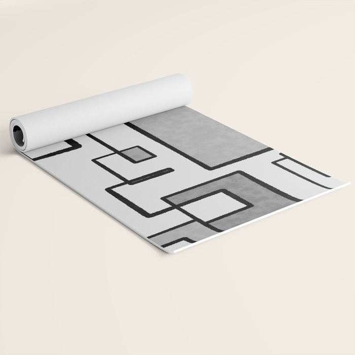 Piet Composition - Mid-Century Modern Minimalist Geometric Abstract in Gray Yoga Mat Gallery Image 2