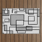 Piet Composition - Mid-Century Modern Minimalist Geometric Abstract in Gray Outdoor Rug Gallery Image 1