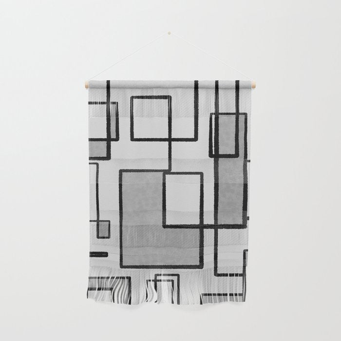 Piet Composition - Mid-Century Modern Minimalist Geometric Abstract in Gray Wall Hanging Gallery Image 1
