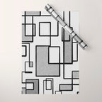 Piet Composition - Mid-Century Modern Minimalist Geometric Abstract in Gray Wrapping Paper Gallery Image 1