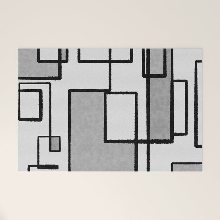 Piet Composition - Mid-Century Modern Minimalist Geometric Abstract in Gray Welcome Mat Gallery Image 1