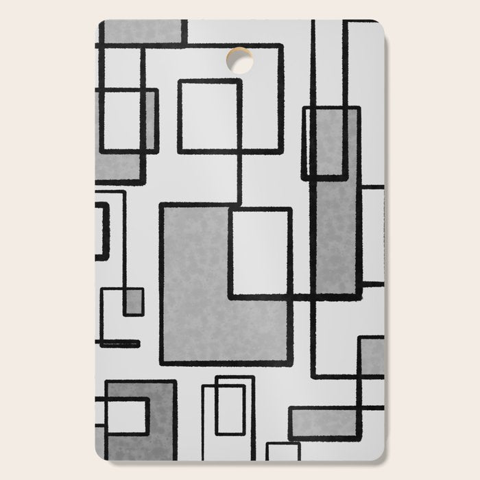 Piet Composition - Mid-Century Modern Minimalist Geometric Abstract in Gray Cutting Board Gallery Image 1