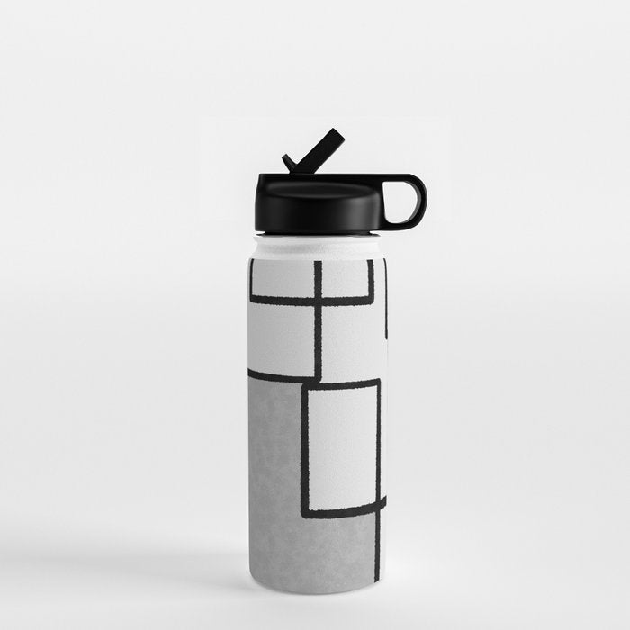 Piet Composition - Mid-Century Modern Minimalist Geometric Abstract in Gray Water Bottle Gallery Image 1