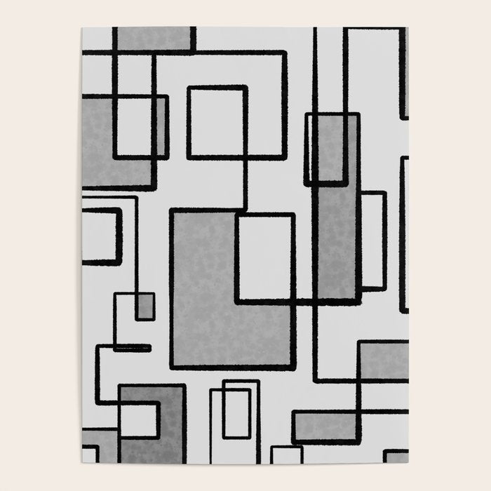 Piet Composition - Mid-Century Modern Minimalist Geometric Abstract in Gray Poster Gallery Image 4