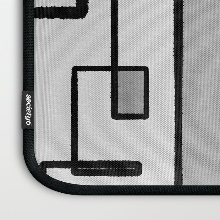 Piet Composition - Mid-Century Modern Minimalist Geometric Abstract in Gray Laptop Sleeve Gallery Image 3