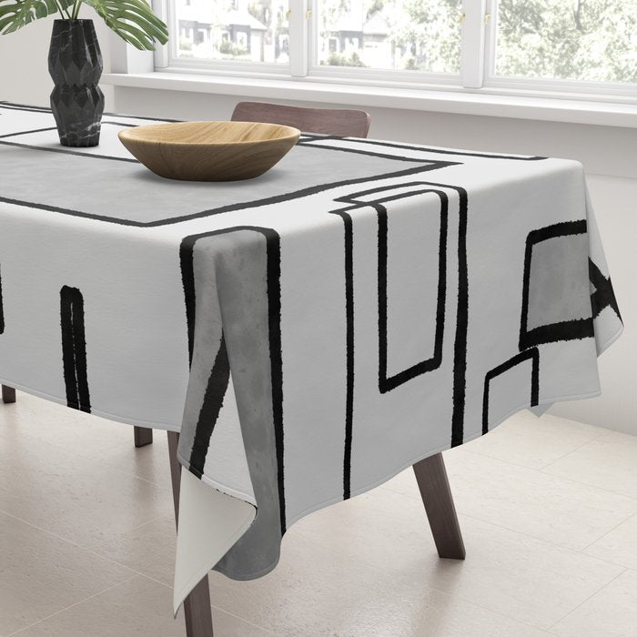 Piet Composition - Mid-Century Modern Minimalist Geometric Abstract in Gray Tablecloth Gallery Image 3